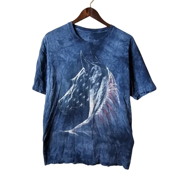 Vintage Tie-Dye T-Shirt - Patriotic Horse Design - Men's Size Large - Picture 2 of 5